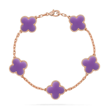 [AM]LUCKY CLOVER 5-MOTIF BRACELET - LAVENDER COLLECTION