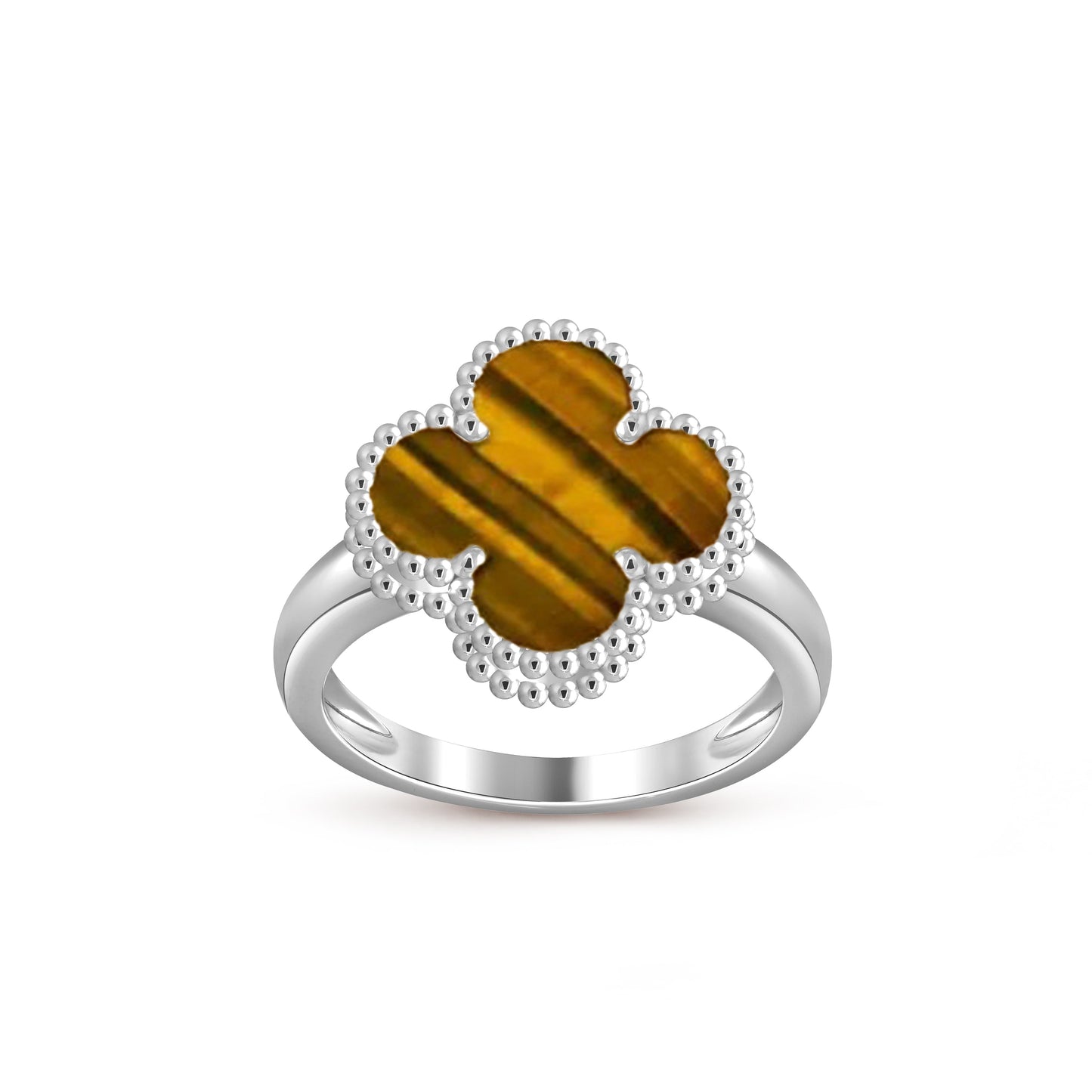 [AM]LUCKY CLOVER VINTAGE WHITE GOLD RING COLLECTION