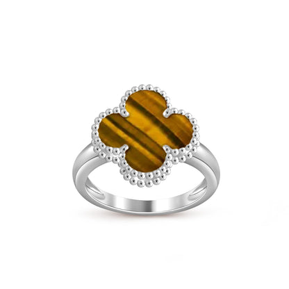 [AM]LUCKY CLOVER VINTAGE WHITE GOLD RING COLLECTION