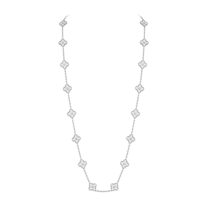 [AM]CLASSIC 20-MOTIF LUCKY CLOVER LONG NECKLACE WHITE GOLD COLLECTION