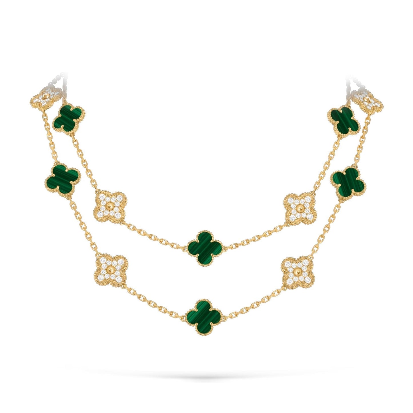 [AM]CLASSIC 20-MOTIF LUCKY CLOVER LONG NECKLACE GOLD COLLECTION