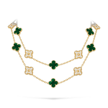 [AM]CLASSIC 20-MOTIF LUCKY CLOVER LONG NECKLACE GOLD COLLECTION