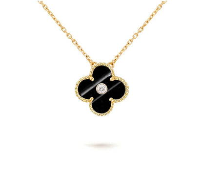 [AM]15MM CLOVER FLOWER DIAMOND PENDANT NECKLACE COLLECTION