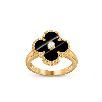 [AM]LUCKY CLOVER DIAMOND-ACCENT GOLD RING COLLECTION