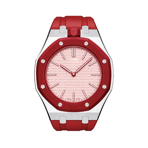 [AM]OAK POP RED STEEL SILICONE STRAP