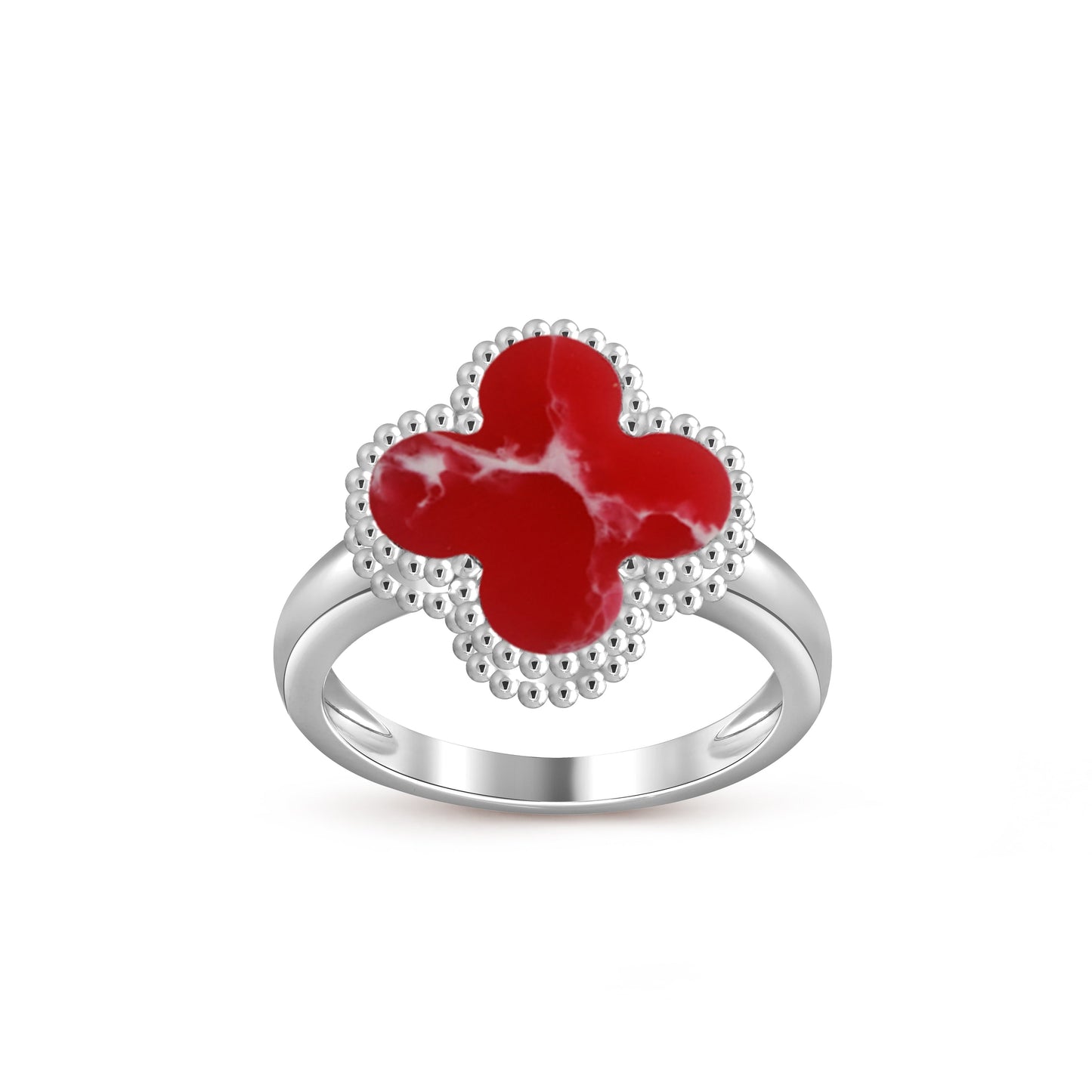 [AM]LUCKY CLOVER VINTAGE WHITE GOLD RING COLLECTION