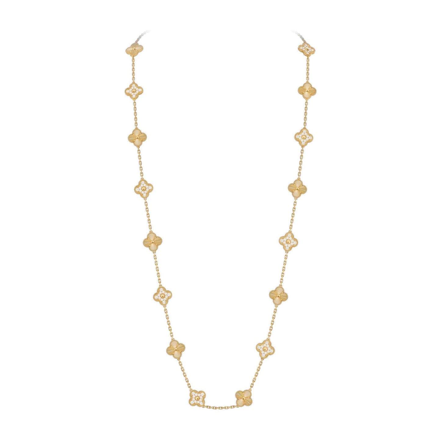 [AM]CLASSIC 20-MOTIF LUCKY CLOVER LONG NECKLACE GOLD COLLECTION