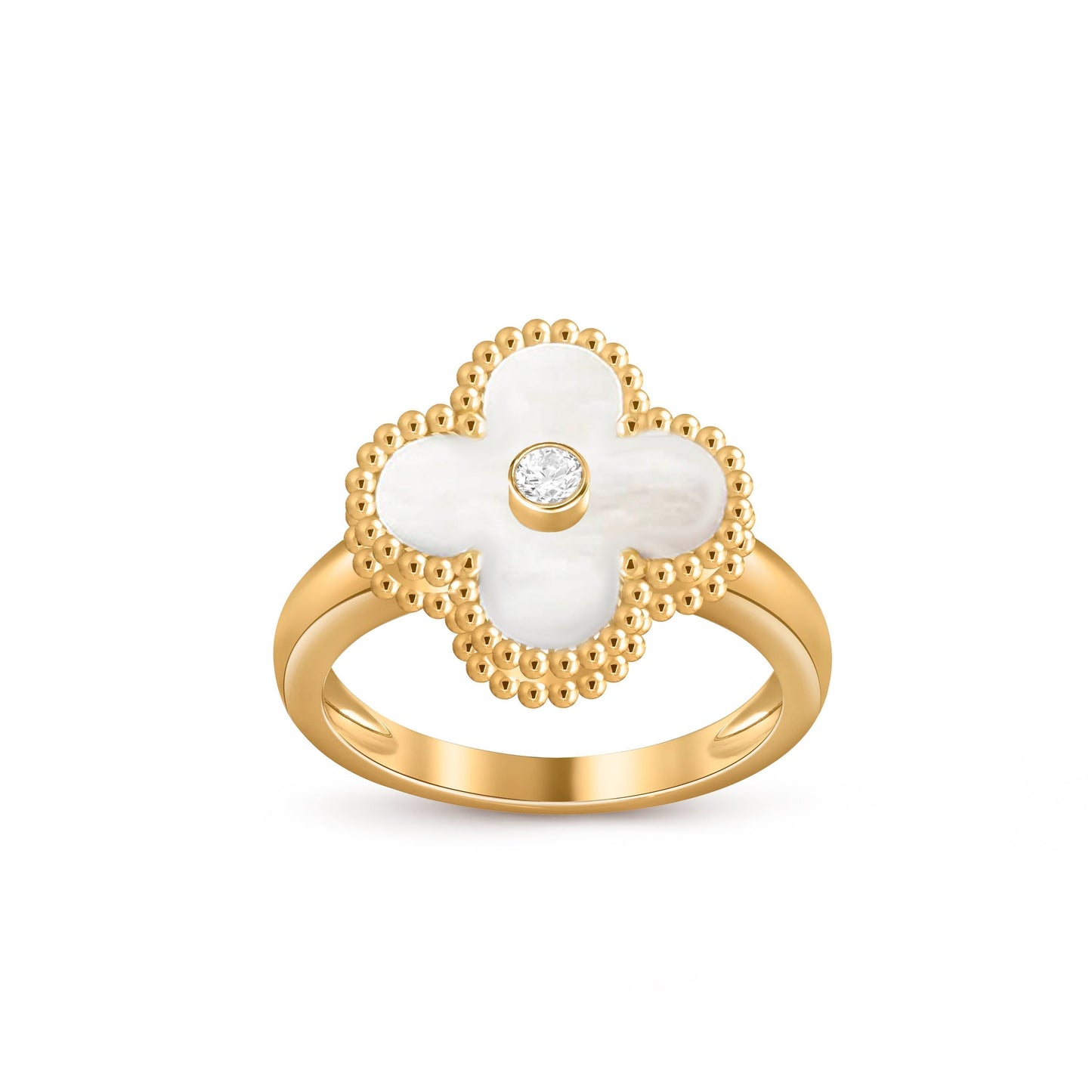 [AM]LUCKY CLOVER DIAMOND-ACCENT GOLD RING COLLECTION
