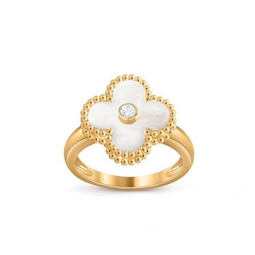 [AM]LUCKY CLOVER DIAMOND-ACCENT GOLD RING COLLECTION