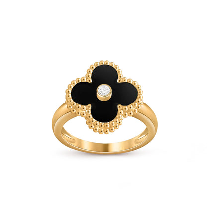 [AM]LUCKY CLOVER DIAMOND-ACCENT GOLD RING COLLECTION