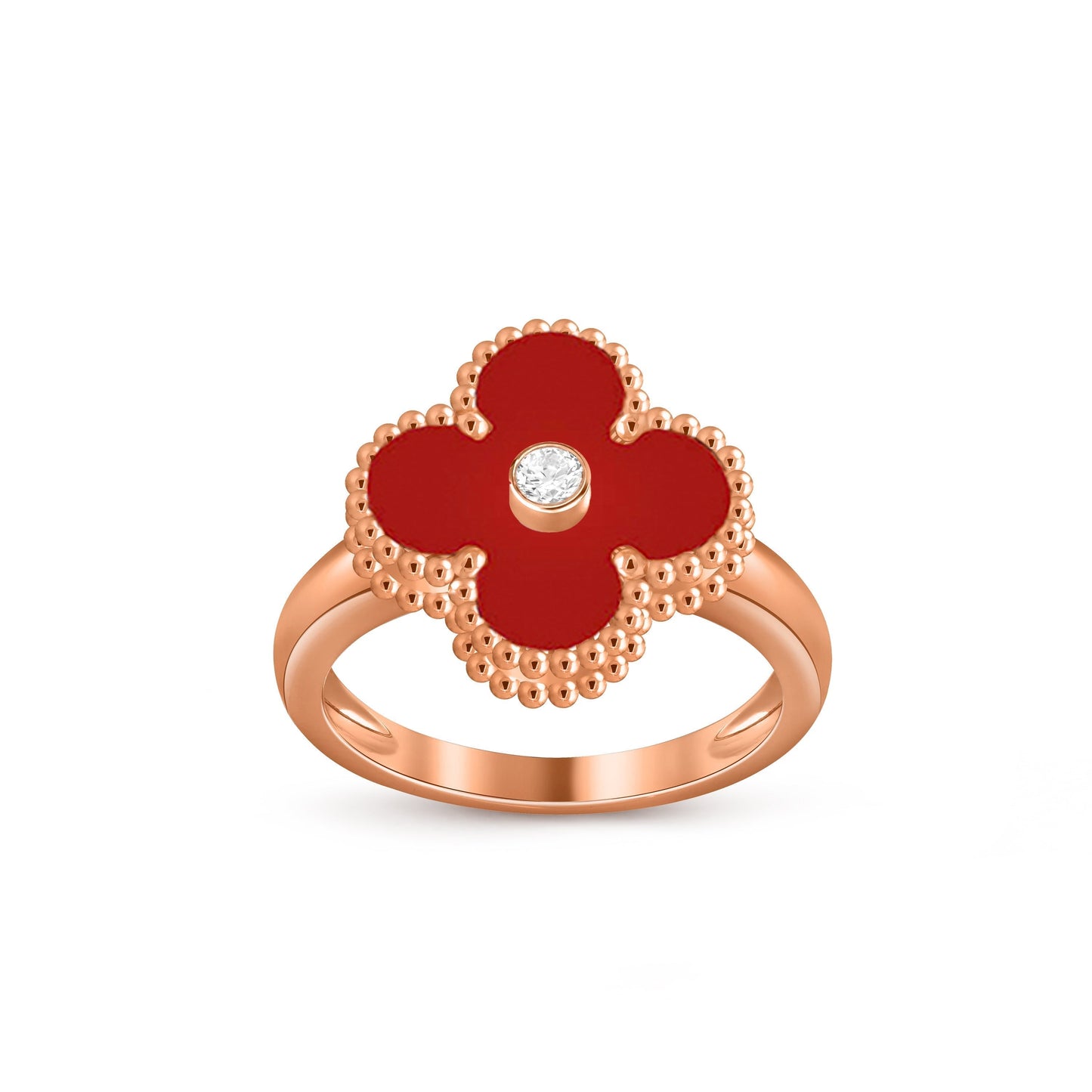 [AM]LUCKY CLOVER DIAMOND-ACCENT ROSE GOLD RING COLLECTION