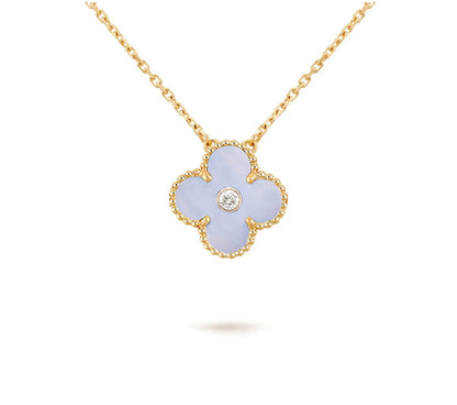 [AM]15MM CLOVER FLOWER DIAMOND PENDANT NECKLACE COLLECTION