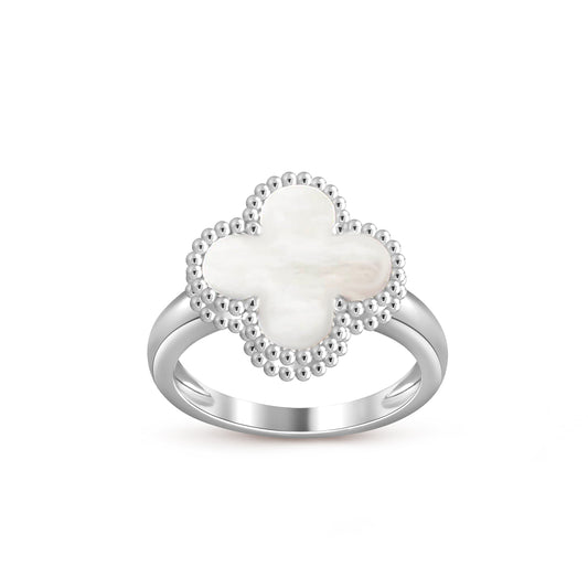[AM]LUCKY CLOVER VINTAGE WHITE GOLD RING COLLECTION