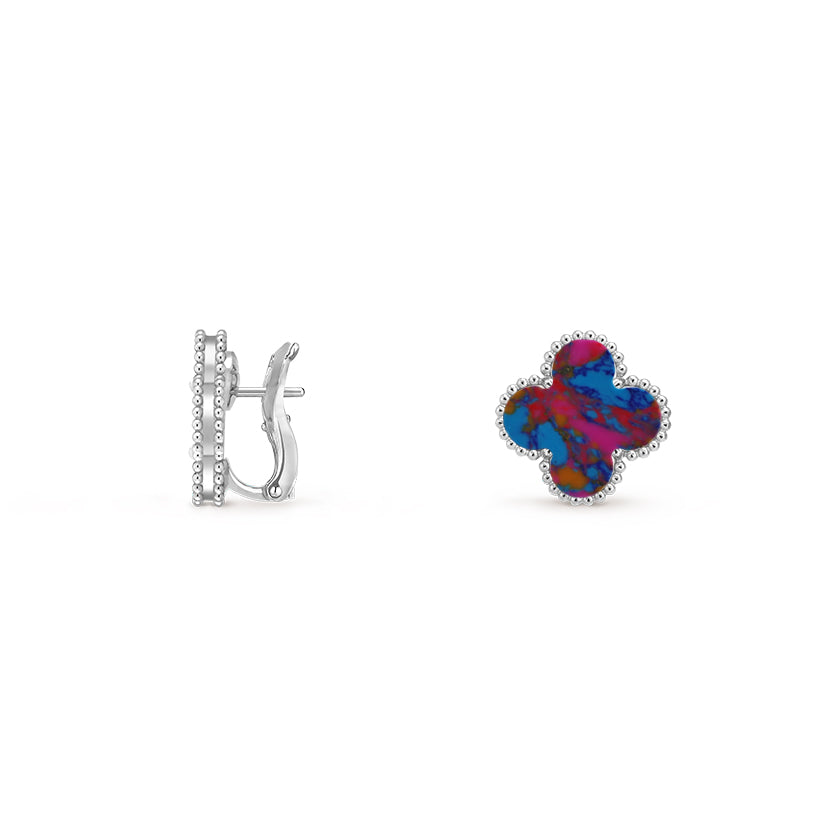 [AM]15MM CLOVER FLOWER STUD EARRINGS WHITE GOLD COLLECTION