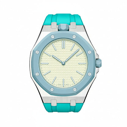 [AM]OAK POP SKY BLUE STEEL SILICONE STRAP