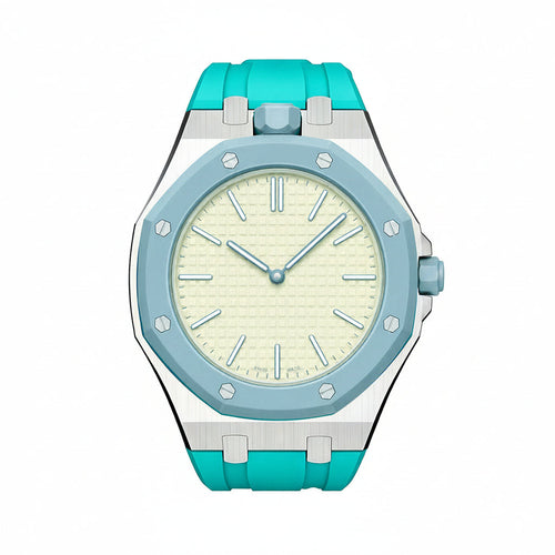 [AM]OAK POP SKY BLUE STEEL SILICONE STRAP
