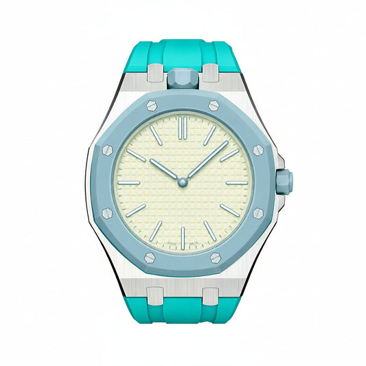 [AM]OAK POP SKY BLUE STEEL SILICONE STRAP