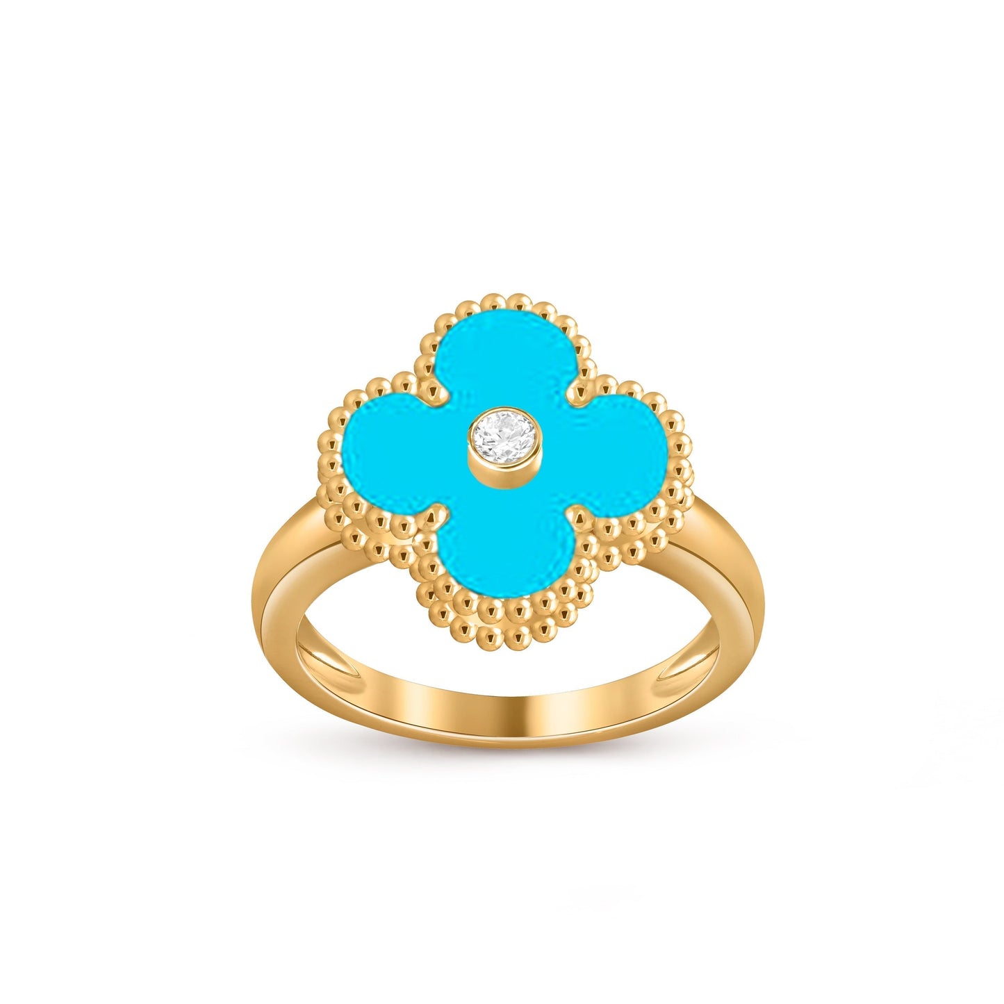 [AM]LUCKY CLOVER DIAMOND-ACCENT GOLD RING COLLECTION