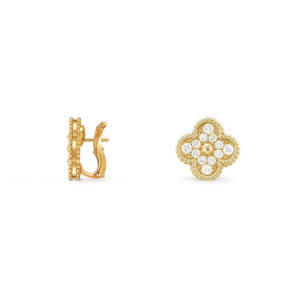 [AM]15MM CLOVER FLOWER STUD EARRINGS GOLD COLLECTION
