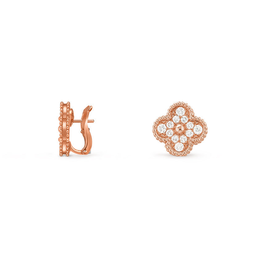 [AM]15MM CLOVER FLOWER STUD EARRINGS ROSE GOLD COLLECTION