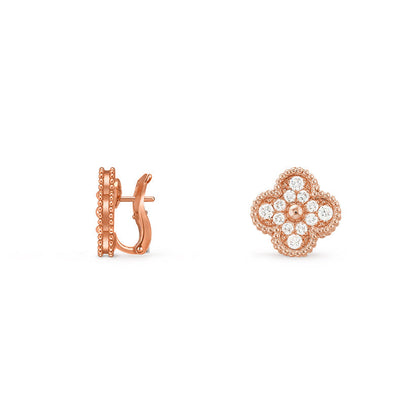 [AM]15MM CLOVER FLOWER STUD EARRINGS ROSE GOLD COLLECTION