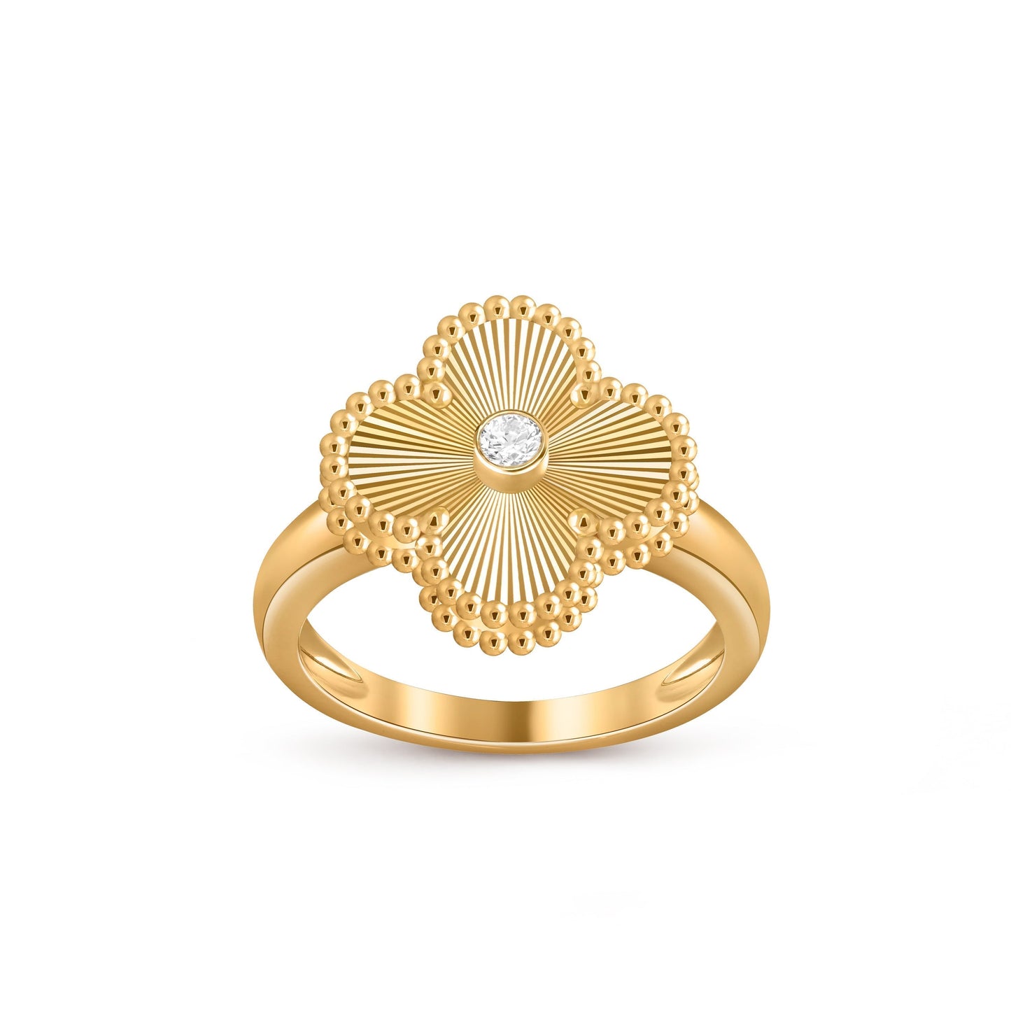 [AM]LUCKY CLOVER DIAMOND-ACCENT GOLD RING COLLECTION