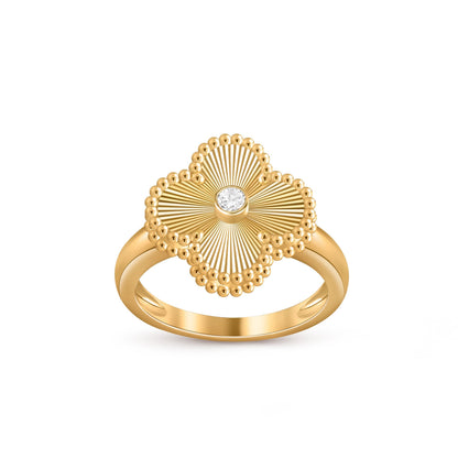 [AM]LUCKY CLOVER DIAMOND-ACCENT GOLD RING COLLECTION