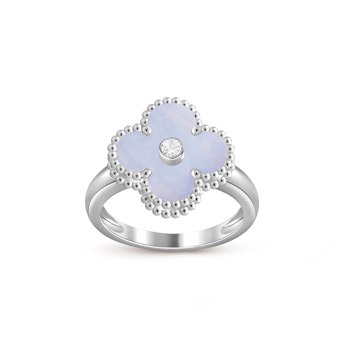 [AM]LUCKY CLOVER DIAMOND-ACCENT WHITE GOLD RING COLLECTION