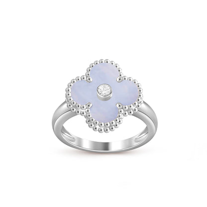 [AM]LUCKY CLOVER DIAMOND-ACCENT WHITE GOLD RING COLLECTION