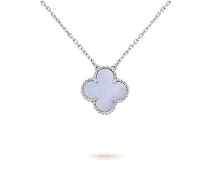 [AM]15MM CLOVER FLOWER PENDANT NECKLACE WHITE GOLD COLLECTION