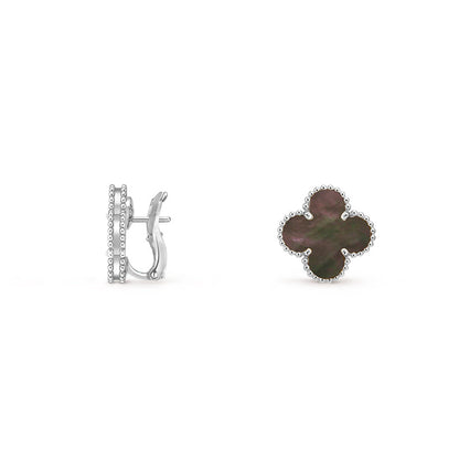 [AM]15MM CLOVER FLOWER STUD EARRINGS WHITE GOLD COLLECTION