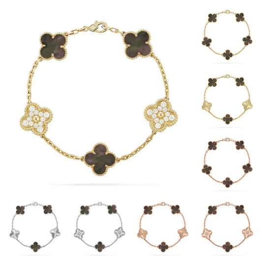 [AM]LUCKY CLOVER 5-MOTIF BRACELET - GREY MOTHER-OF-PEARL COLLECTION