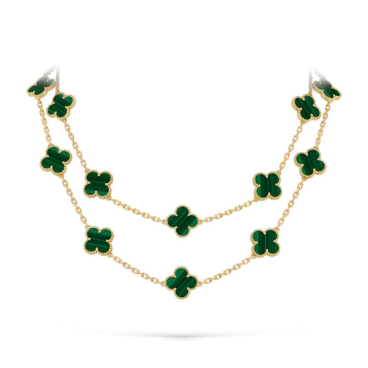 [AM]CLASSIC 20-MOTIF LUCKY CLOVER LONG NECKLACE GOLD COLLECTION