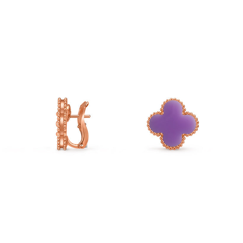 [AM]15MM CLOVER FLOWER STUD EARRINGS ROSE GOLD COLLECTION