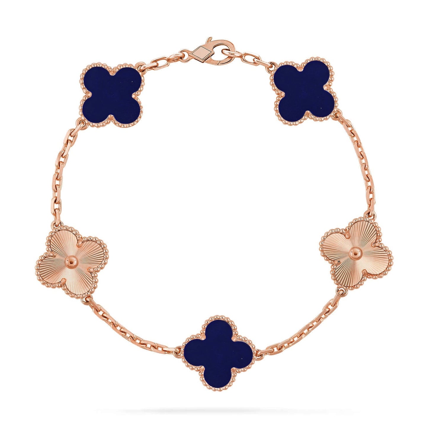 [AM]LUCKY CLOVER 5-MOTIF BRACELET - LAPIS LAZULI COLLECTION