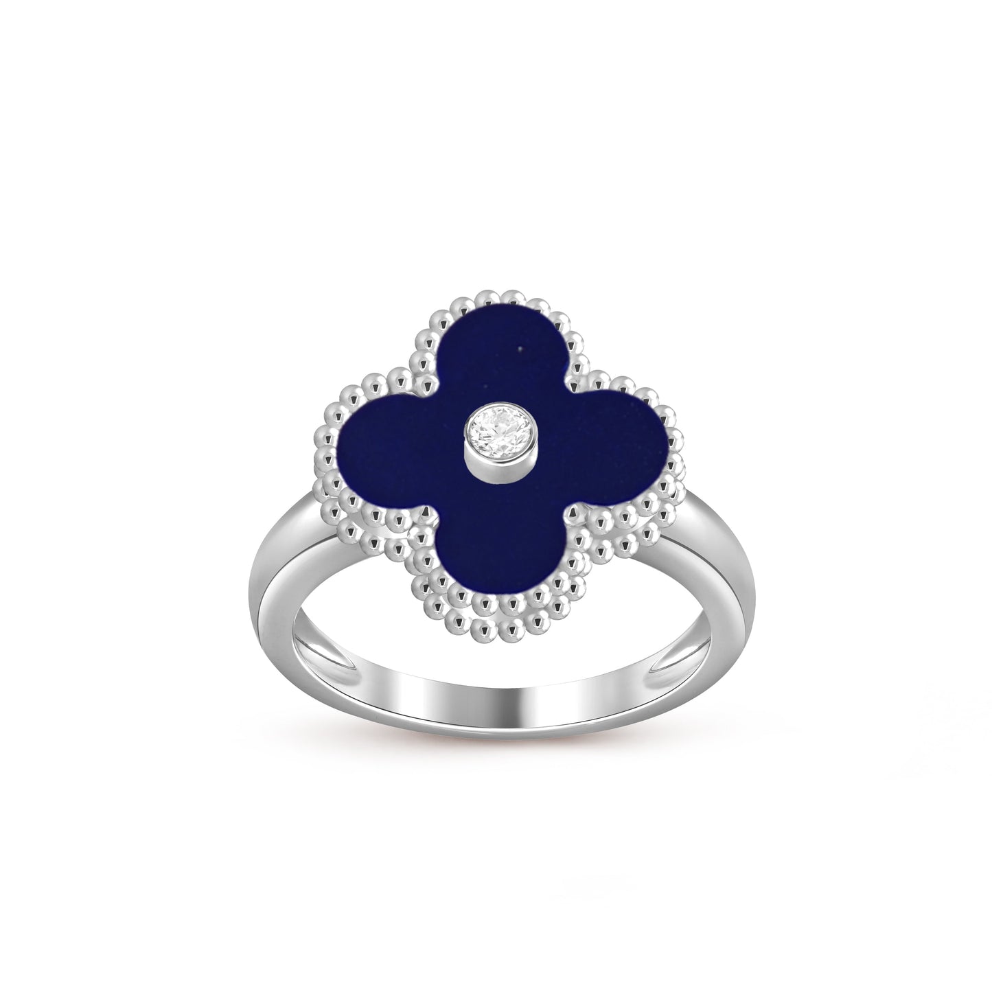 [AM]LUCKY CLOVER DIAMOND-ACCENT WHITE GOLD RING COLLECTION