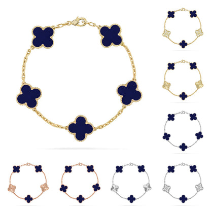 [AM]LUCKY CLOVER 5-MOTIF BRACELET - LAPIS LAZULI COLLECTION