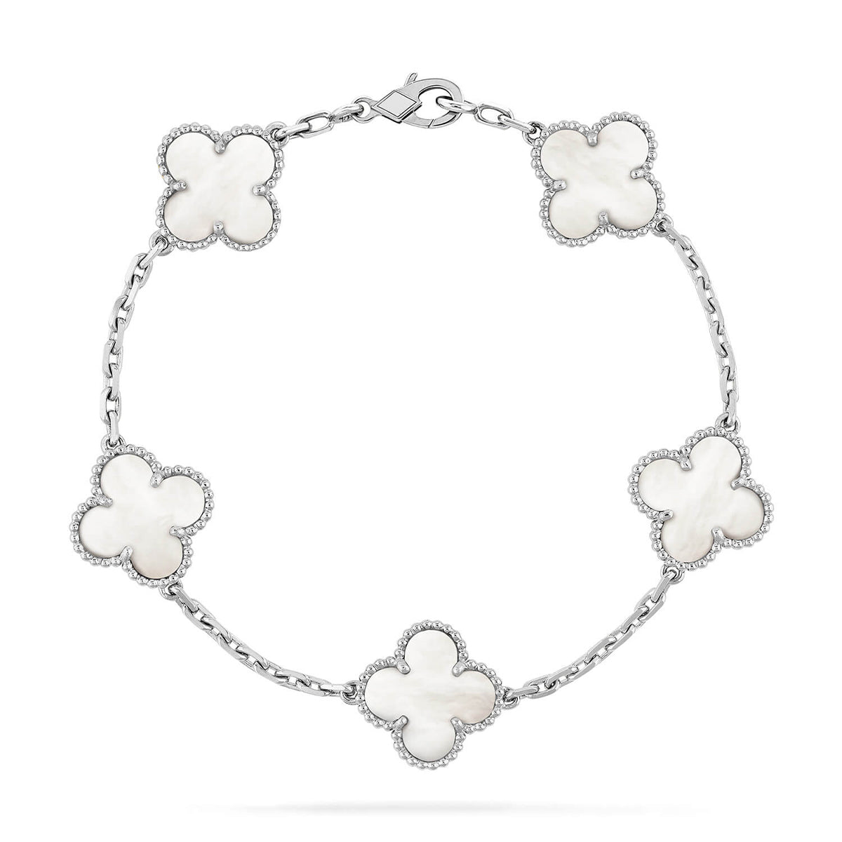[AM]LUCKY CLOVER 5-MOTIF BRACELET - WHITE MOTHER-OF-PEARL COLLECTION