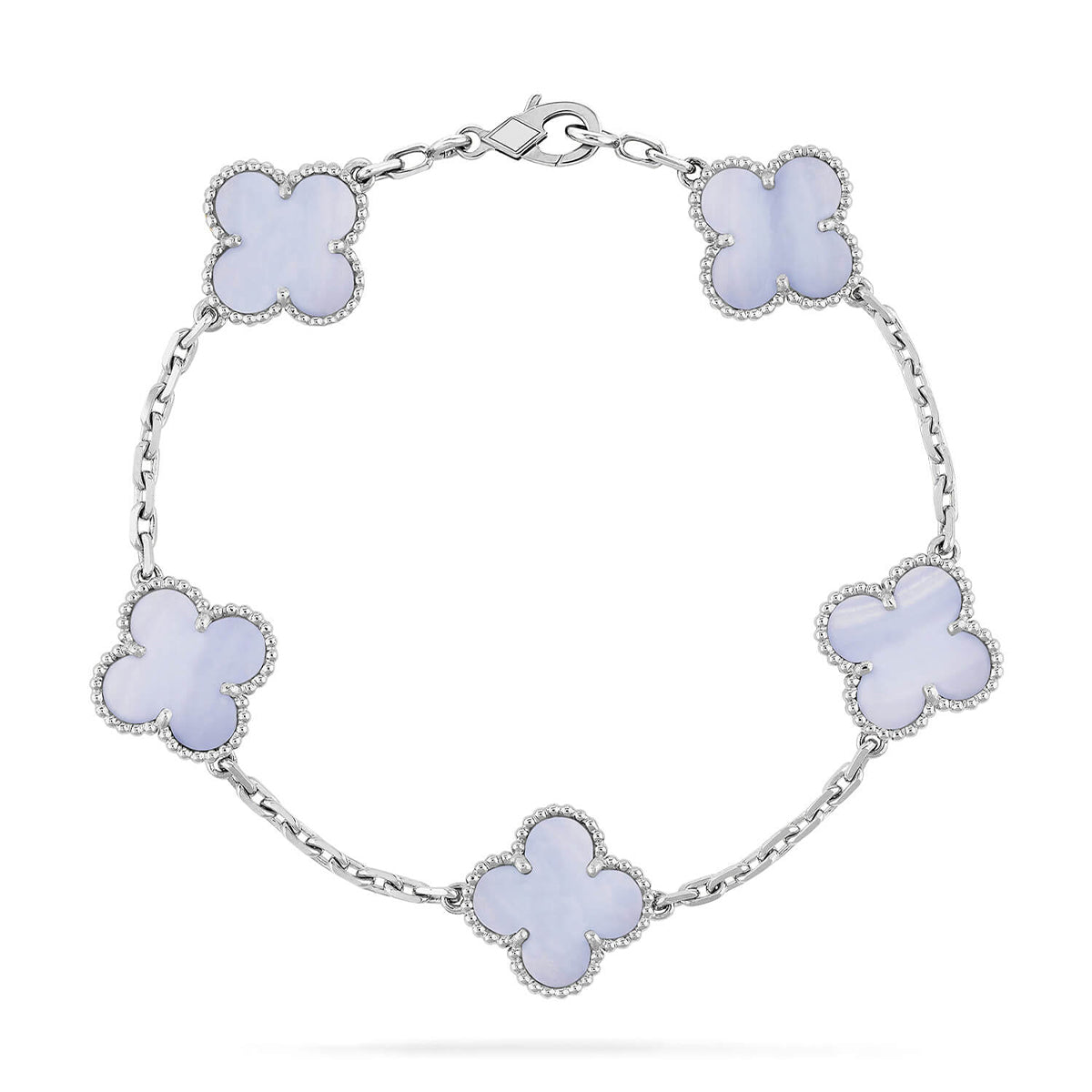 [AM]LUCKY CLOVER 5-MOTIF BRACELET - PURPLE CHALCEDONY COLLECTION