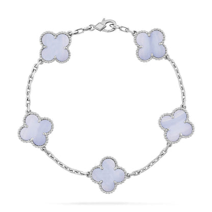 [AM]LUCKY CLOVER 5-MOTIF BRACELET - PURPLE CHALCEDONY COLLECTION
