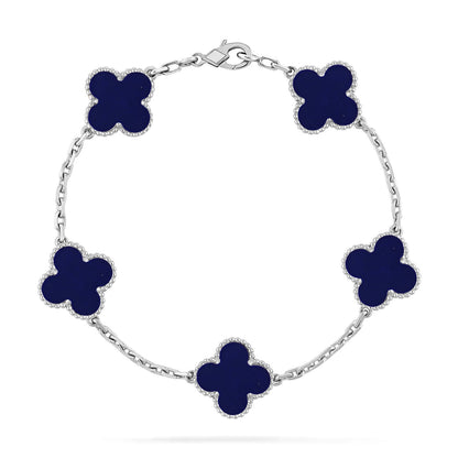 [AM]LUCKY CLOVER 5-MOTIF BRACELET - LAPIS LAZULI COLLECTION