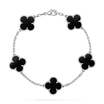 [AM]LUCKY CLOVER 5-MOTIF BRACELET - BLACK OXNY COLLECTION