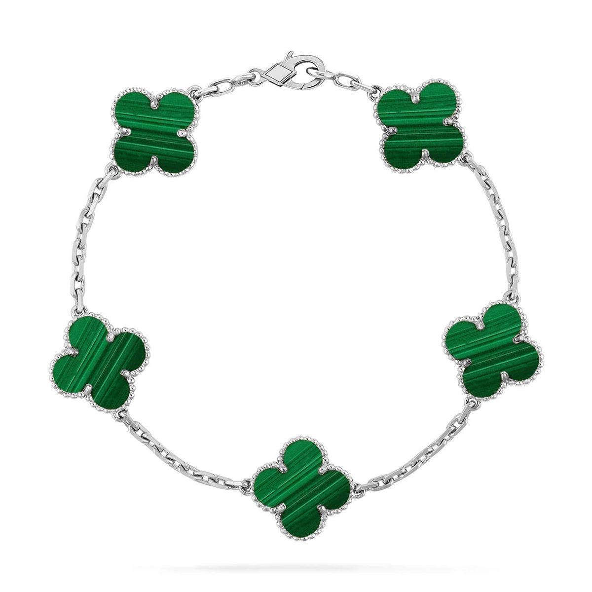 [AM]LUCKY CLOVER 5-MOTIF BRACELET - MALACHITE COLLECTION