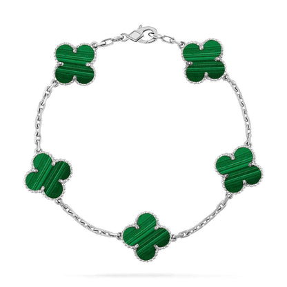 [AM]LUCKY CLOVER 5-MOTIF BRACELET - MALACHITE COLLECTION