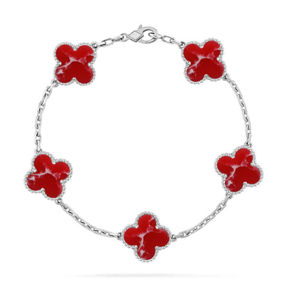 [AM]LUCKY CLOVER 5-MOTIF BRACELET - RED LARIMAR COLLECTION