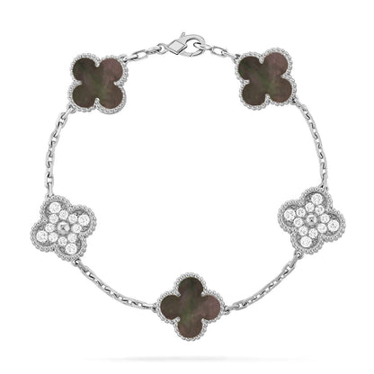 [AM]LUCKY CLOVER 5-MOTIF BRACELET - GREY MOTHER-OF-PEARL COLLECTION
