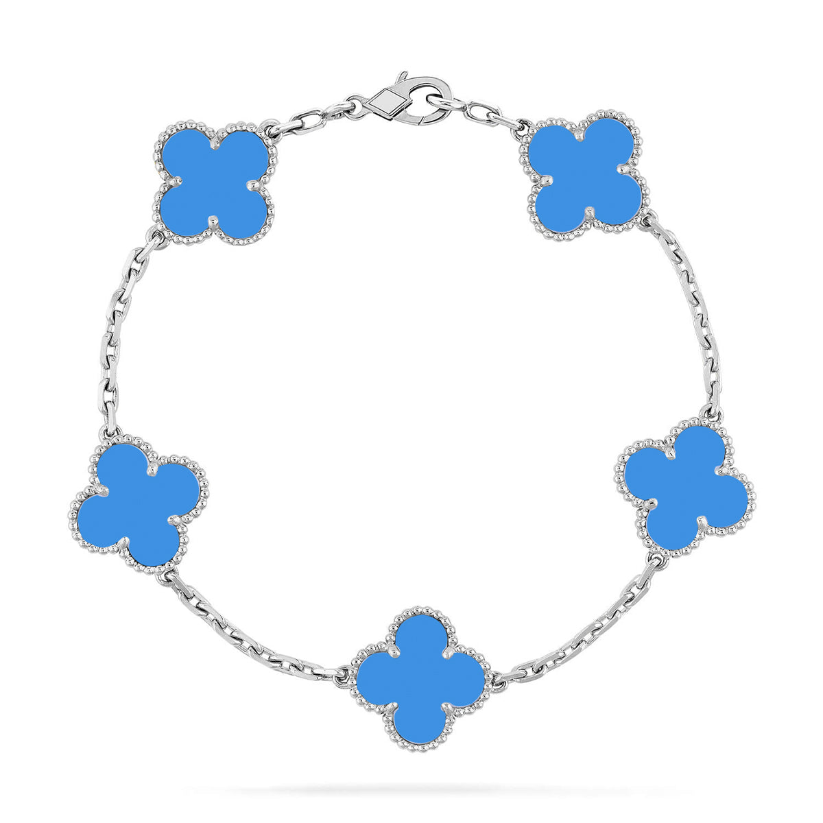 [AM]LUCKY CLOVER 5-MOTIF BRACELET - BLUE AGATE COLLECTION