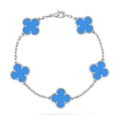 [AM]LUCKY CLOVER 5-MOTIF BRACELET - BLUE AGATE COLLECTION