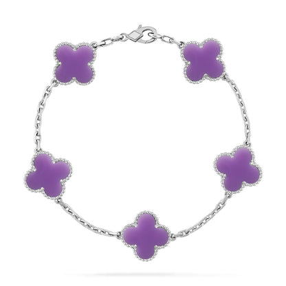 [AM]LUCKY CLOVER 5-MOTIF BRACELET - LAVENDER COLLECTION