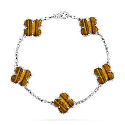 [AM]LUCKY CLOVER 5-MOTIF BRACELET -  TIGER’S EYE COLLECTION